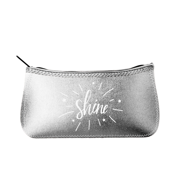 Metallic neoprene storage pouch with zippered closure, color stitching and bias... from ASI 74710 Numo