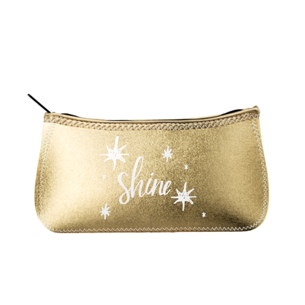 Metallic neoprene storage pouch with zippered closure, color stitching and bias... from ASI 74710 Numo