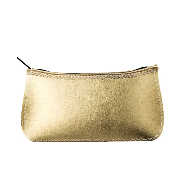 Metallic neoprene storage pouch with zippered closure, color stitching and bias... from ASI 74710 Numo