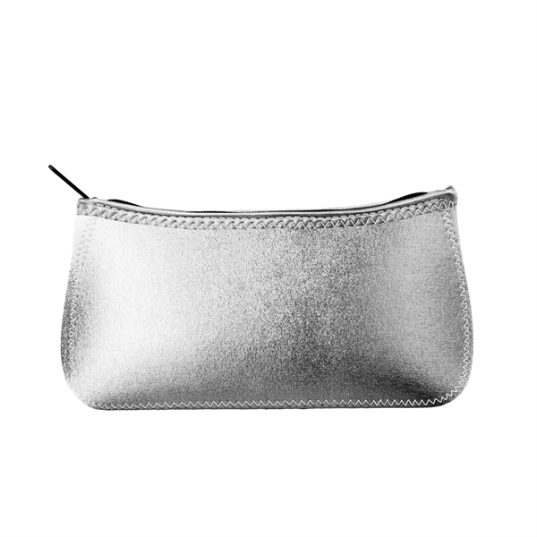 Metallic neoprene storage pouch with zippered closure, color stitching and bias... from ASI 74710 Numo