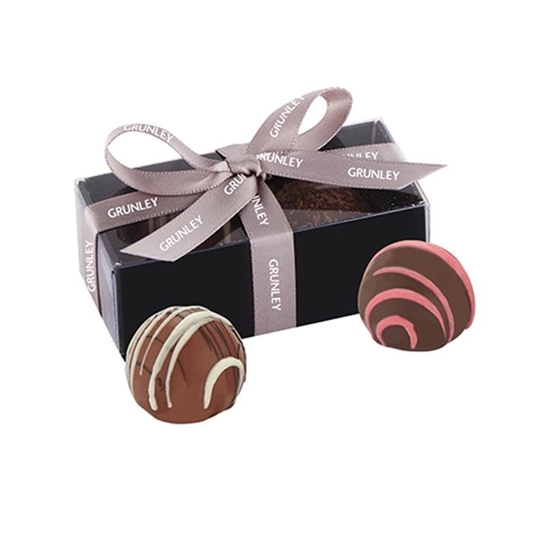 Truffle box with milk chocolate caramel and dark chocolate raspberry pieces... from ASI 71685 Midnite Snax®