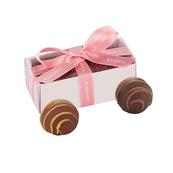 Truffle box with milk chocolate hazelnut and dark chocolate amaretto pieces... from ASI 71685 Midnite Snax®