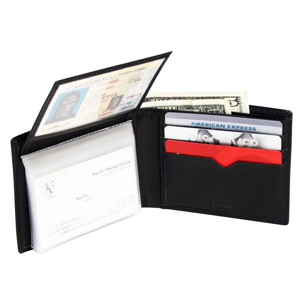 RFID protected. Made of lamb skin, with pocket divider, 6 clear... from ASI 79384 Preferred Nation Inc