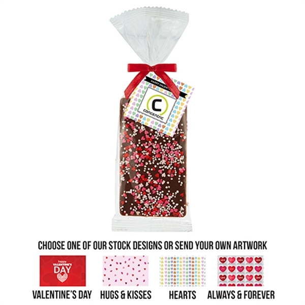 2.5" W x 6.25" H gift bag with Belgian chocolate bar... from ASI 71685 Midnite Snax®