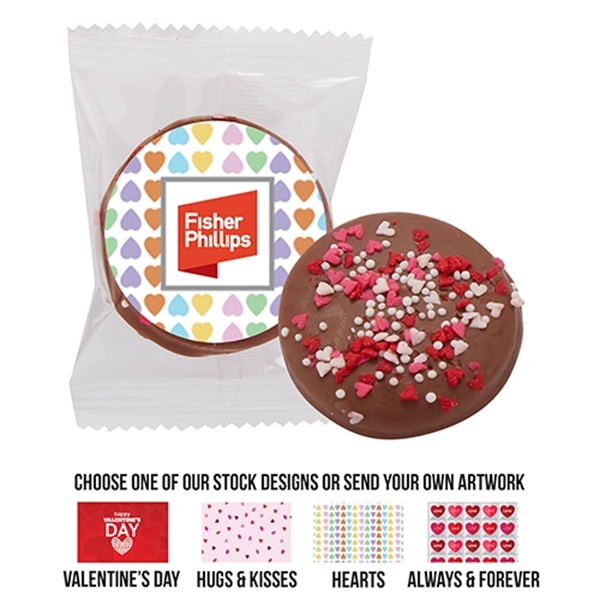 Milk chocolate covered OreoA® cookie with red, pink and white heart... from ASI 71685 Midnite Snax®