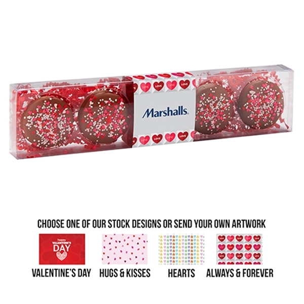 Gift box featuring 5 milk chocolate-covered OreosA® with heart-shaped sprinkles.... from ASI 71685 Midnite Snax®