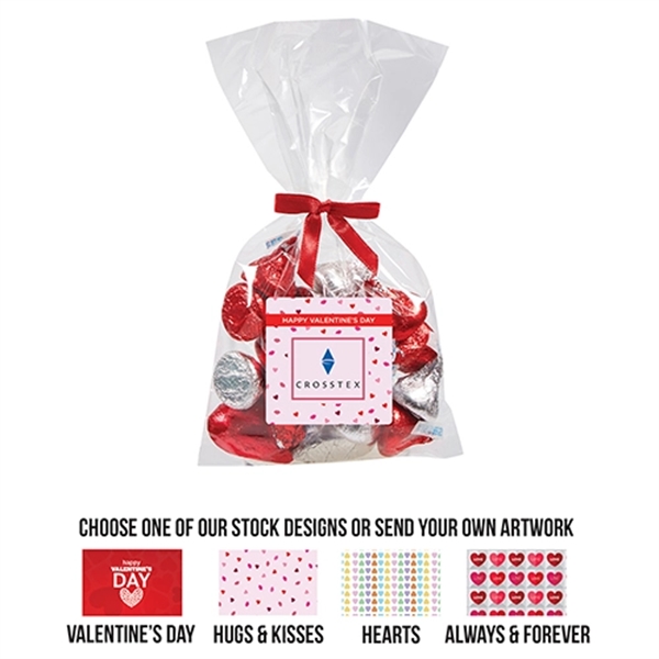 Mug stuffer bag filled with 4 oz. of assorted chocolate hearts... from ASI 71685 Midnite Snax®