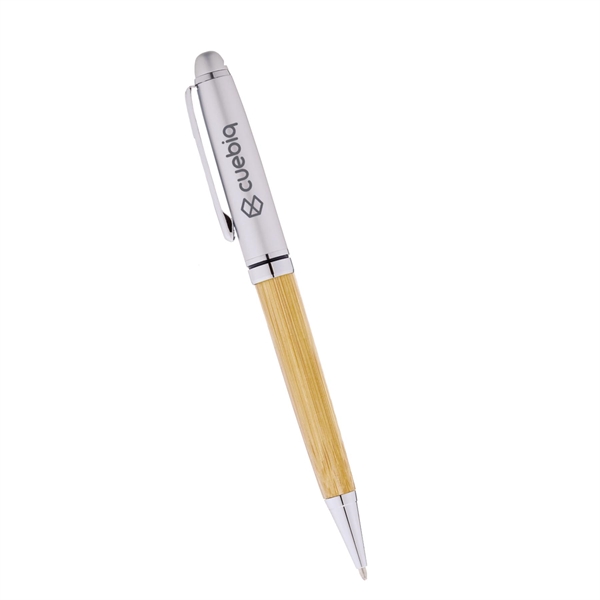 Bamboo twist ballpoint pen with black ink; Cross-style refill.... from ASI 46755 Cosmo Promos