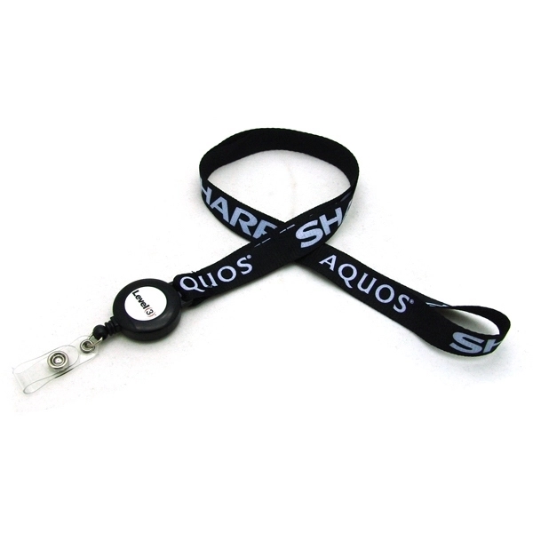 35" x 5/8" flat polyester lanyard with round plastic badge reel... from ASI 30250 AZX Sport USA