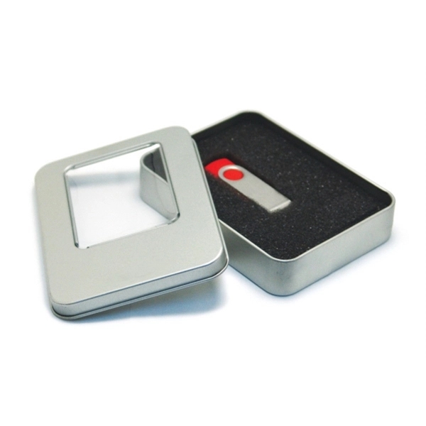 Square aluminum presentation tin for USB flash drives. Assembled in the... from ASI 30250 AZX Sport USA
