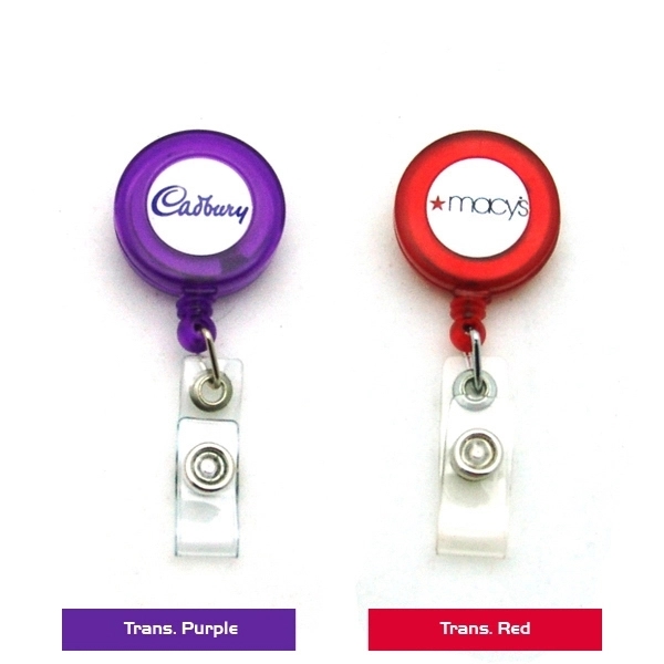 1.25" round plastic badge reel with 30" cord and 4-color imprint... from ASI 30250 AZX Sport USA