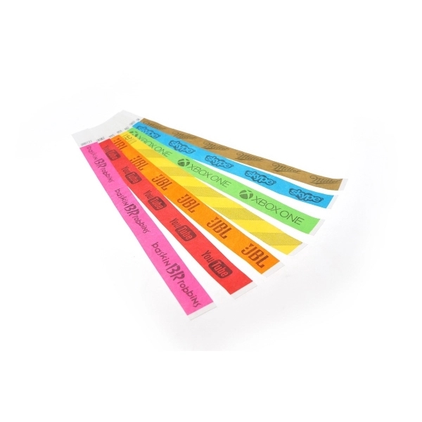 10" x 0.75" single-use Tyvek wristbands. Assembled in the USA.... from ASI 30250 AZX Sport USA