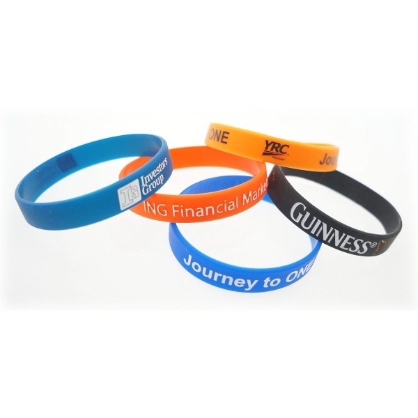 7" or 8" 1/2" thick recycled silicone wristbands. Assembled in the... from ASI 30250 AZX Sport USA