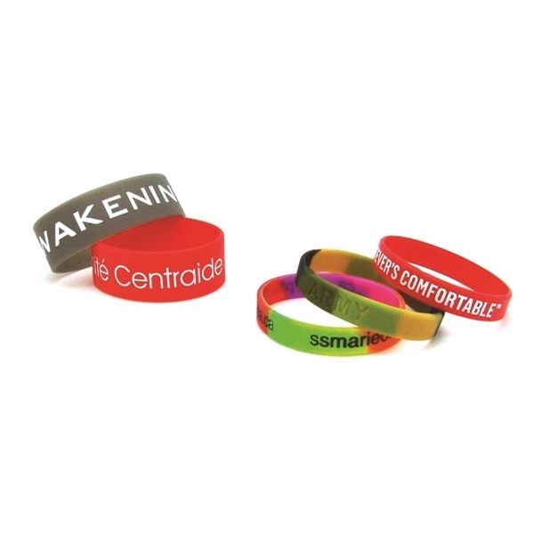 7" or 8" 1/2" thick recycled silicone wristbands. Assembled in the... from ASI 30250 AZX Sport USA