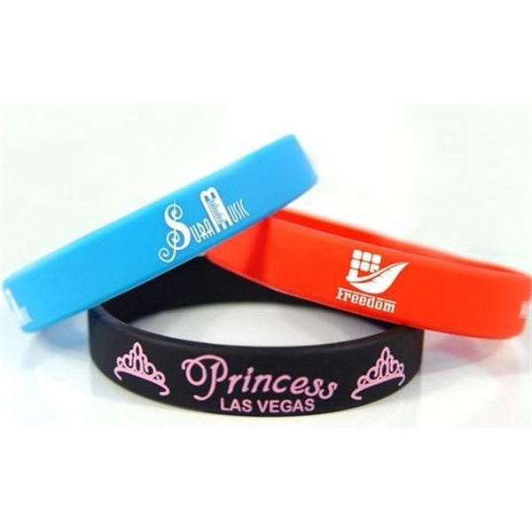 7" or 8" 1/2" thick recycled silicone wristbands. Assembled in the... from ASI 30250 AZX Sport USA