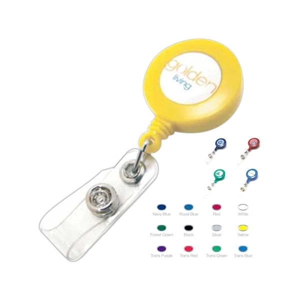 1" round plastic badge reel with 30" retractable cord and pad... from ASI 30250 AZX Sport USA