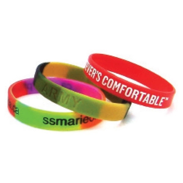 7" or 8" 1/2" thick recycled silicone wristbands. Assembled in the... from ASI 30250 AZX Sport USA