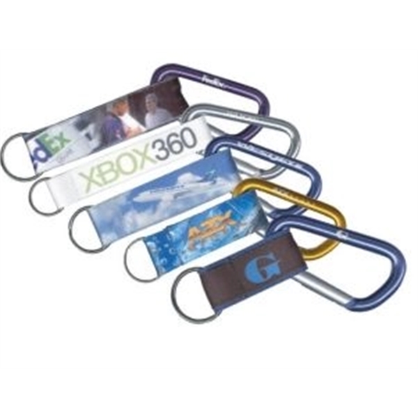Anodized aluminum carabiner clip with 4-color webbed strap with split ring.... from ASI 30250 AZX Sport USA