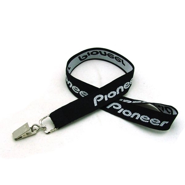 35" long 3/4" wide coarse polyester V-neck lanyard with bulldog hardware.... from ASI 30250 AZX Sport USA