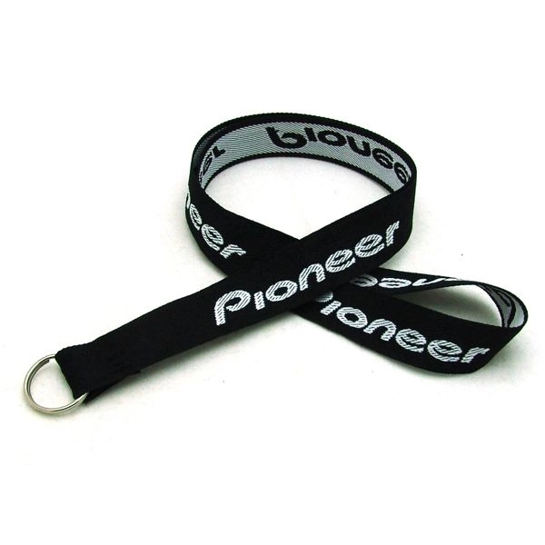 35" long 5/8" wide coarse polyester V-neck lanyard with keyring hardware.... from ASI 30250 AZX Sport USA