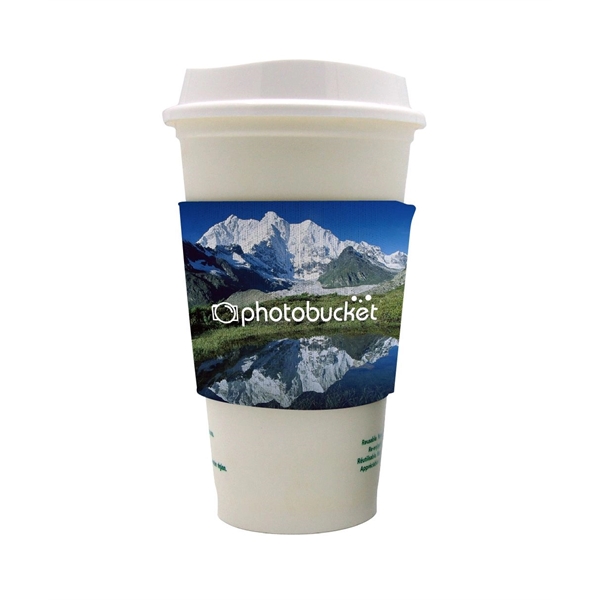 4.5" x 2.75" reusable neoprene coffee cup sleeve with sublimated imprint.... from ASI 30250 AZX Sport USA