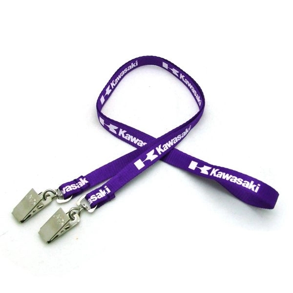 35" x 3/8" flat ribbed polyester lanyard with double standard hardware... from ASI 30250 AZX Sport USA