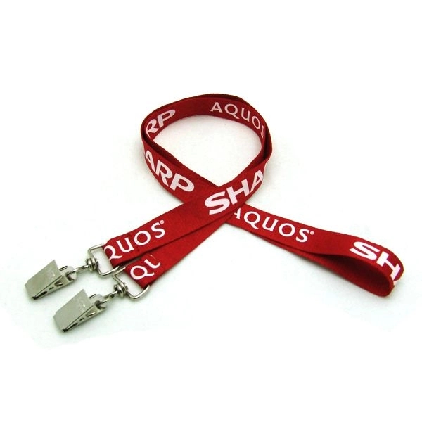 35" x 3/8" flat ribbed polyester lanyard with double standard hardware... from ASI 30250 AZX Sport USA