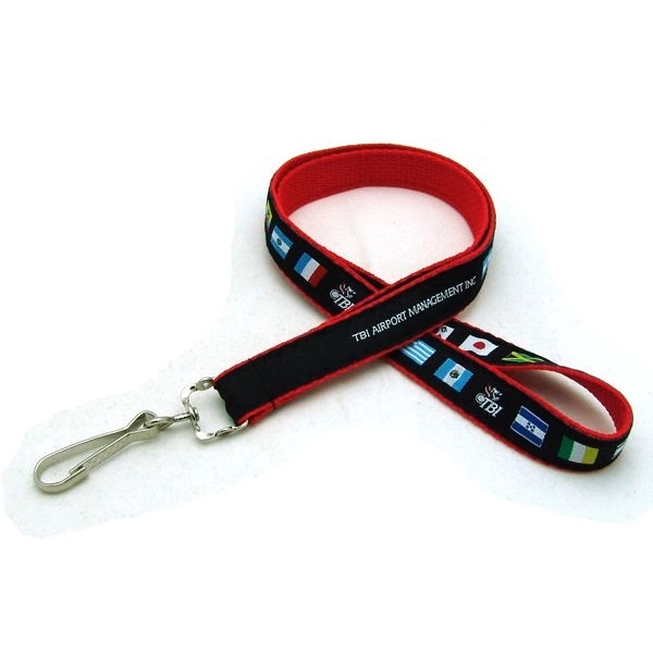 35" x 3/4" ribbed polyester lanyard with J-hook hardware and woven... from ASI 30250 AZX Sport USA