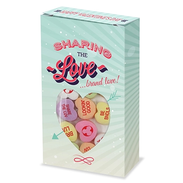 Small window box full of conversation hearts that are printed with... from ASI 71685 Midnite Snax®