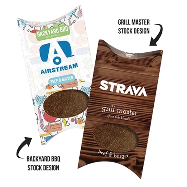 Barbeque spice rub (beef & burger) in a promotional pillow box... from ASI 71685 Midnite Snax®