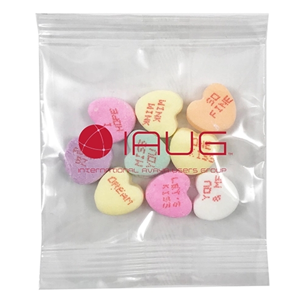 Clear cellophane bag filled with conversation hearts... from ASI 71685 Midnite Snax®