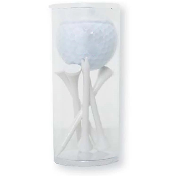 TaylorMade Distance Plus golf ball and five 2-3/4" blank white tees... from ASI 38120 Ball Pro / Diversified Quality Kitchenware