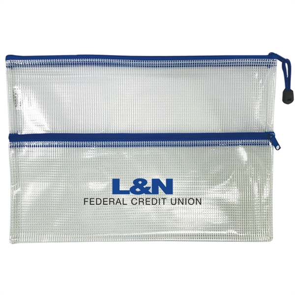 Medium dual pocket zip bag measuring 13 1/2" x 9 1/2"... from ASI 52541 Epoly Corp