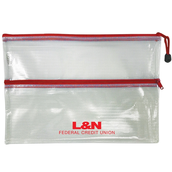 Medium dual pocket zip bag measuring 13 1/2" x 9 1/2"... from ASI 52541 Epoly Corp