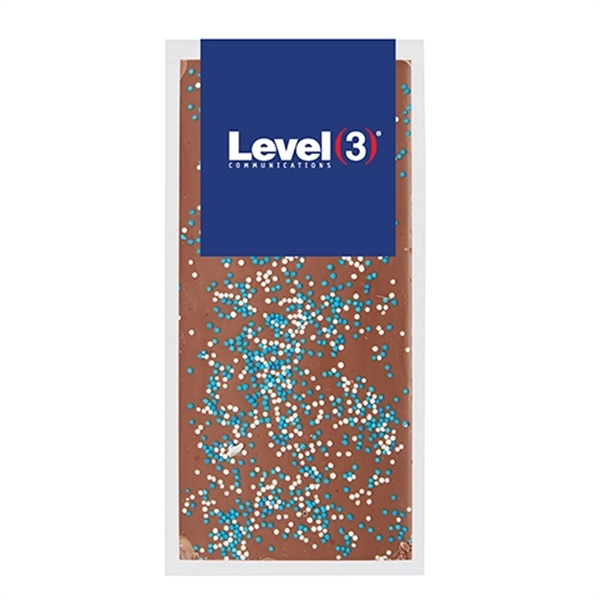 3.5 oz. Belgian chocolate bar topped with nonpareil sprinkles; includes 4-color... from ASI 71685 Midnite Snax®