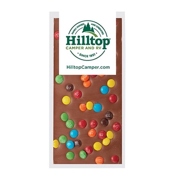 3.5 oz. Belgian chocolate bar topped with miniature M&M's® candies; includes... from ASI 71685 Midnite Snax®