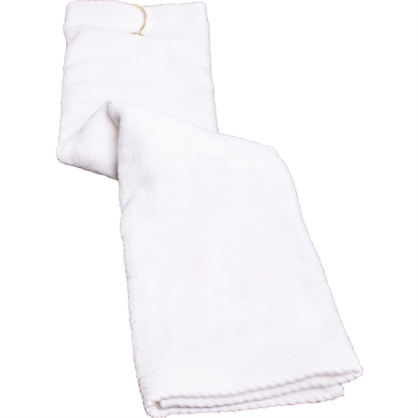 White Turkish plush trifold golf towel measuring 16" x 25" and... from ASI 38120 Ball Pro / Diversified Quality Kitchenware