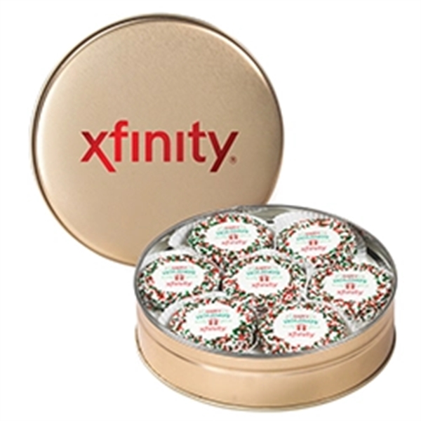 Colorful tin filled with 14 chocolate covered Oreo® cookies topped with... from ASI 71685 Midnite Snax®