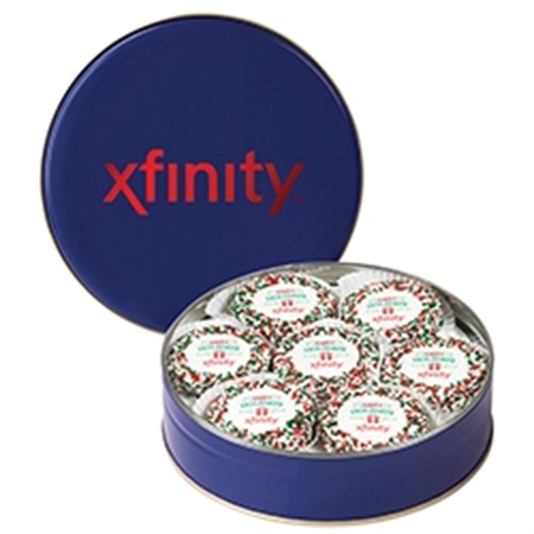 Colorful tin filled with 14 chocolate covered Oreo® cookies topped with... from ASI 71685 Midnite Snax®