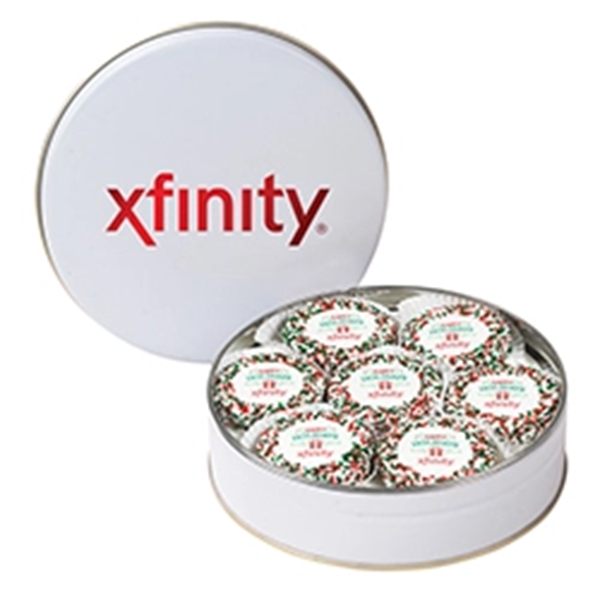 Colorful tin filled with 14 chocolate covered Oreo® cookies topped with... from ASI 71685 Midnite Snax®