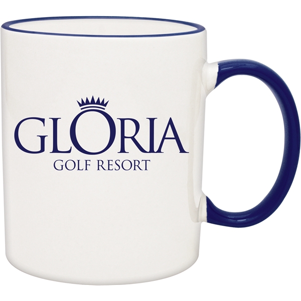 11 oz. white ceramic mug with a colored handle and stylish... from ASI 71920 Moderne Glass Company Inc / Glass America®