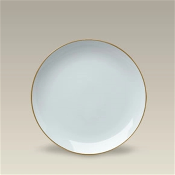 White porcelain coupe style plate with gold band.... from ASI 68878 Mar's Line / Mar's Promotions / MAR's Line Mars China Collection