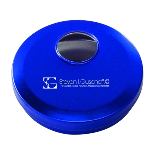 2.375" diameter x 5" H empty tin offered in two color... from ASI 71685 Midnite Snax®