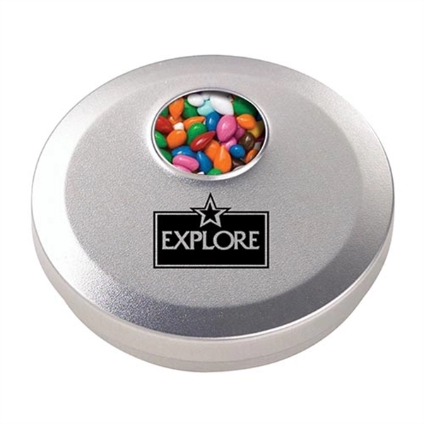 2.375" diameter x 5" H tin offered in two color choices... from ASI 71685 Midnite Snax®