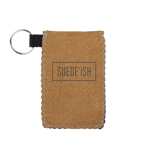 Suede-ish Neoprene holder w/colored stitching for your credit cards, I.D. cards,... from ASI 74710 Numo / NUMO