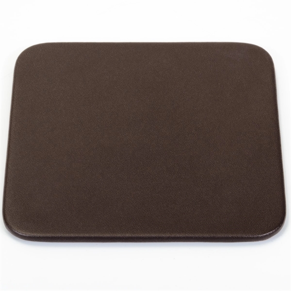 Chocolate brown leatherette 10 square coasters with a holder.... from ASI 48125 Dacasso / DaCasso