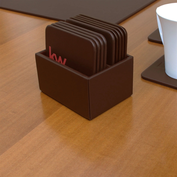 Set of 10 square coasters made of chocolate brown top-grain leather... from ASI 48125 Dacasso / DaCasso