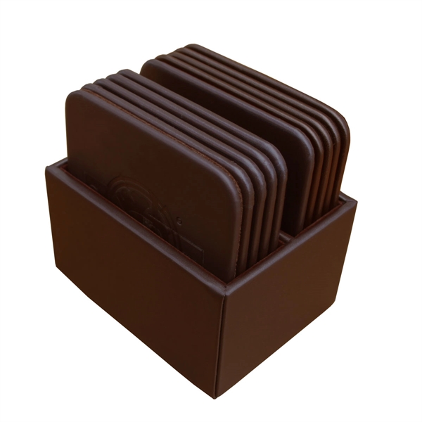 Set of 10 square coasters made of chocolate brown top-grain leather... from ASI 48125 Dacasso / DaCasso