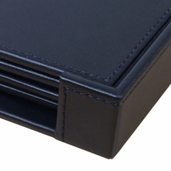 Set of four square coasters made of black leatherette with a... from ASI 48125 Dacasso / DaCasso