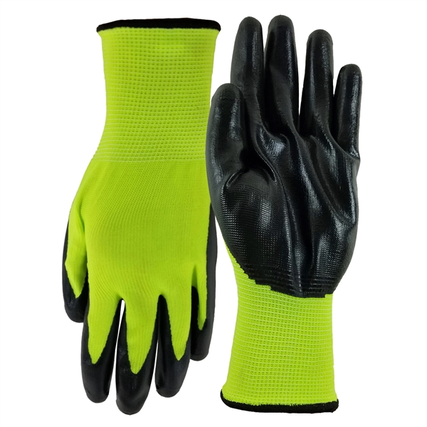 Polyester gloves with palms coated in black nitrile for puncture, snag,... from ASI 90160 Suntex Industries